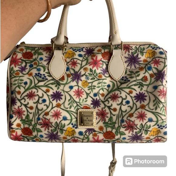 Dooney & Bourke  🌈 Rainbow zip ,Floral Satchel with crossbody strap EUC - Picture 11 of 15